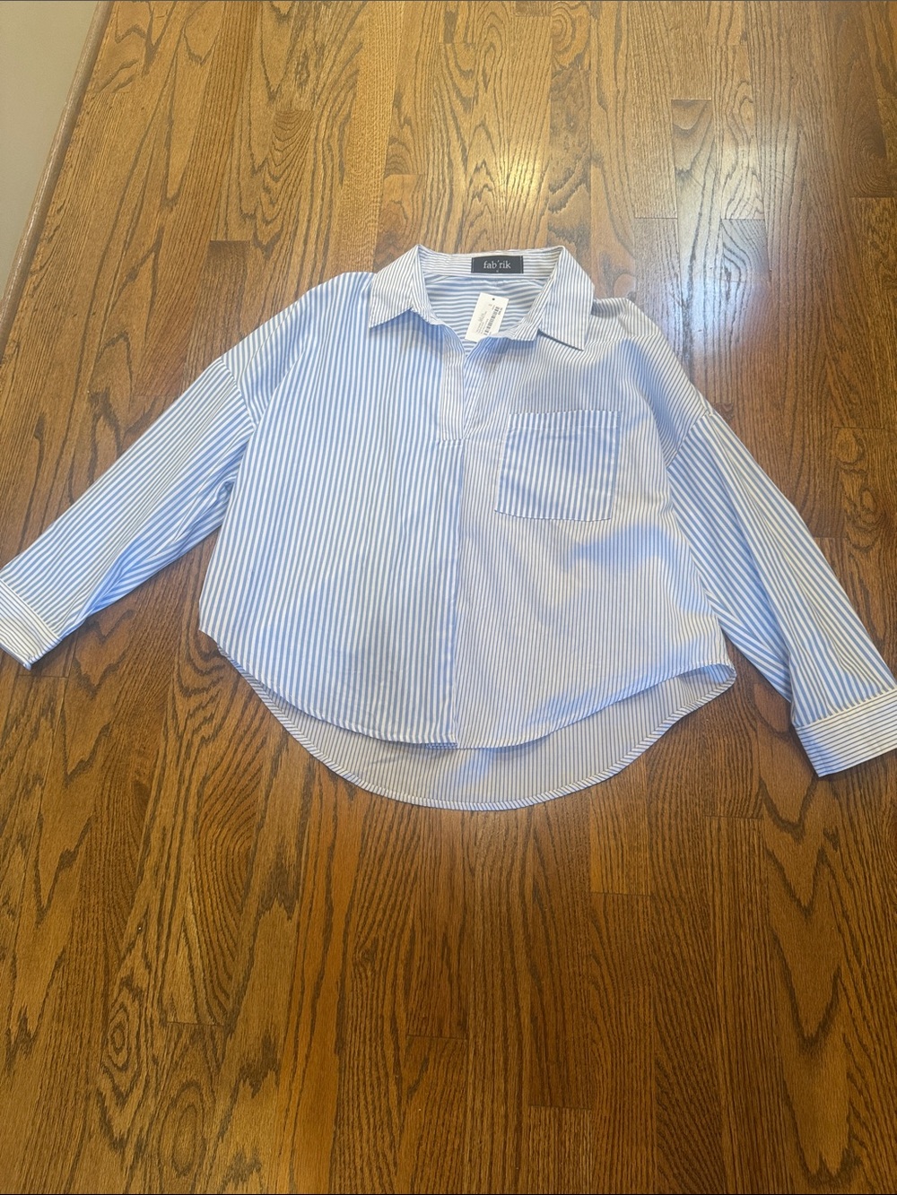 fab'rik Blue & White Striped Button-Down Shirt